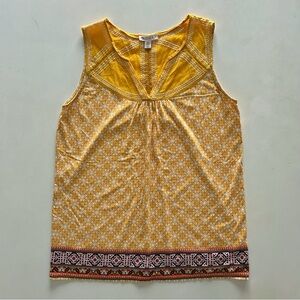 Eliane Rose Yellow Geometric Boho Sleeveless Blouse Spring Trend Size S